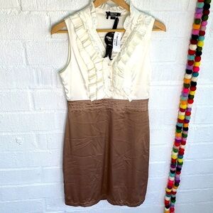 Fublin Foe Tuxedo Button up Ruffle Work Dress sz L